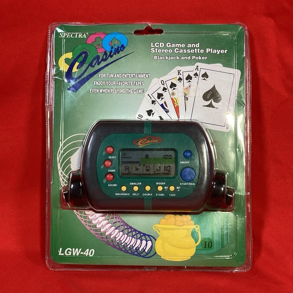 Vintage Spectra Casino LCD Electronic Handheld Game Cassette Player Poker LGW-40